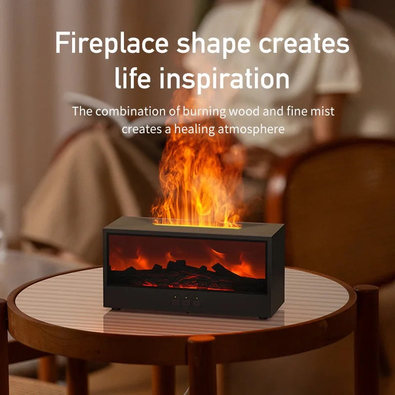3D Simulated Charcoal Flame Aroma Diffuser, Ambient Light for Home and Office Desks, Air Humidifier, Essential Oil Dispenser